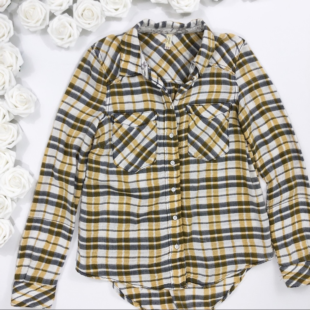 Free People Yellow Flannel